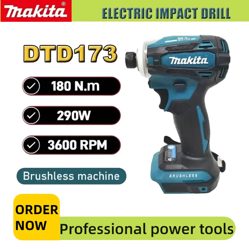 

Makita DTD173 Rechargeable Brushless Impact Driver 180Nm T-Mode Cordless Adjustable Electric Power Drill for Makita 18V Battery