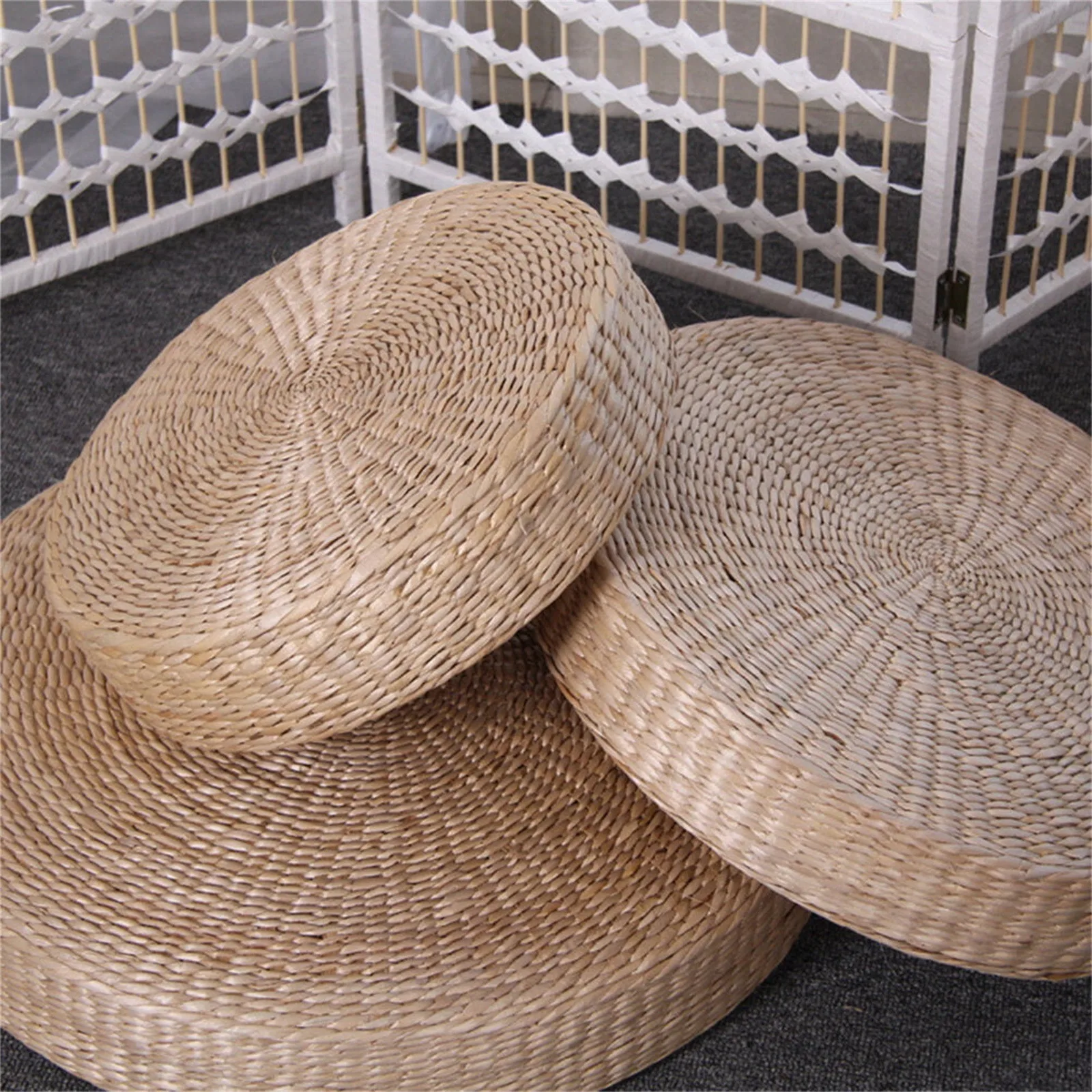 40cm*6cm Rural CHINA Straw Cushion Floor Tatami Pouf Meditation Woven Pillow Chinese Yoga Pad  Round Room Paddedworship Weave