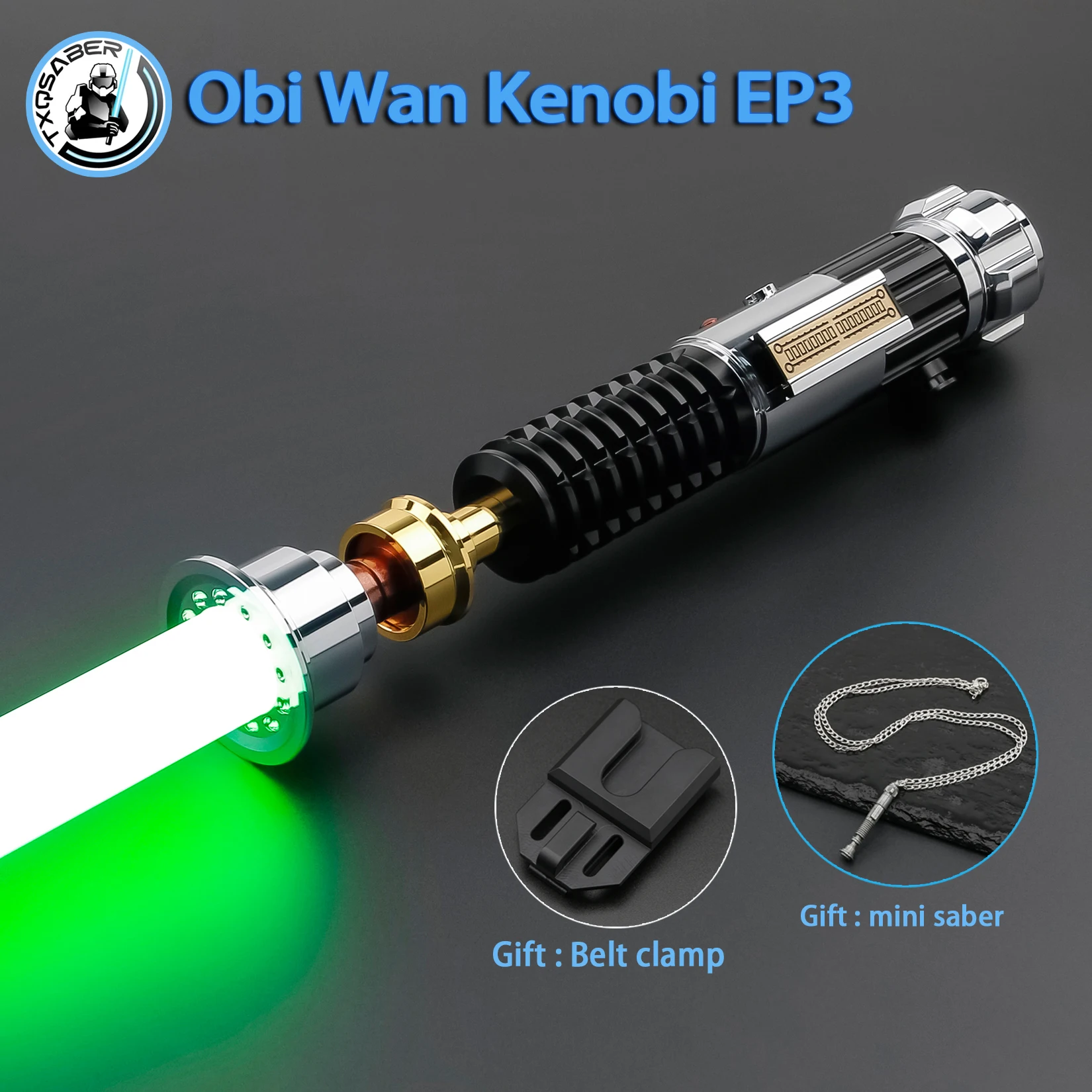 

Obi Wan Kenobi EP3 TXQSABER Jedi RGB Neopixel Lightsaber Heavy Dueling Laser Sword Smooth Swing Metal Hilt SD Card Bluetooth
