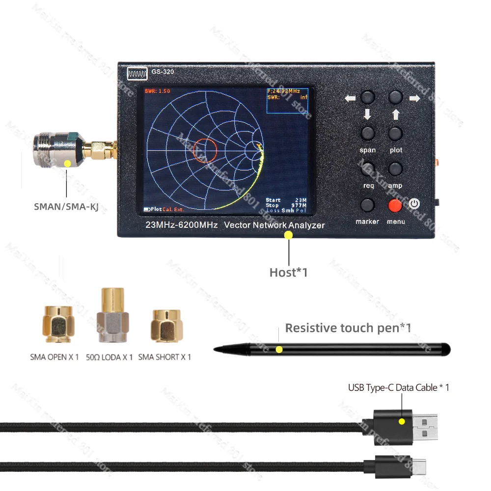 GS320 vector network analyzer, signal test Bluetooth WIFI 6G GPS antenna reflection tester