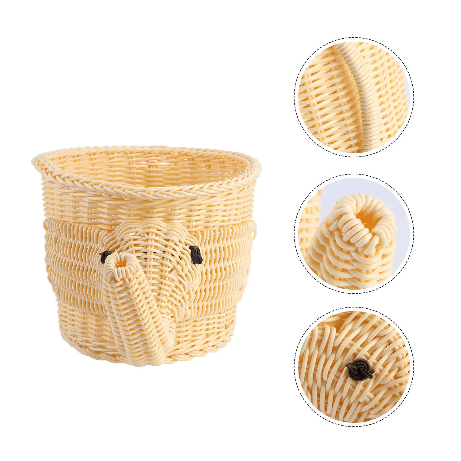

1Pcs Elephant Shaped Rattan Fruit Basket Weaving Storage Basket Home Fruit Container Vegetable Holder Table Decor