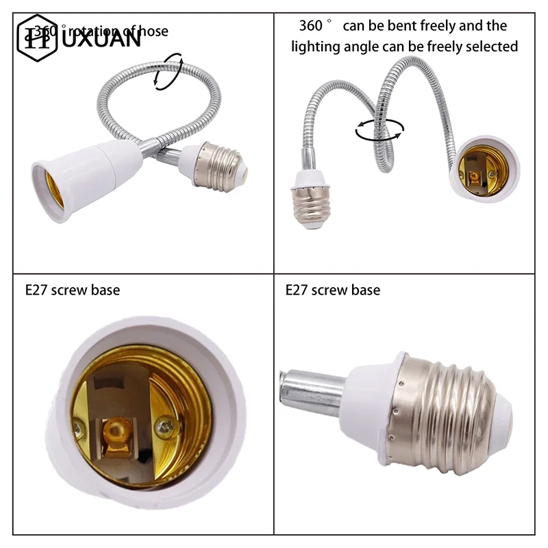 Adjustable Flexible E27 To E27 LED Bulb Socket Extender Converter Lamp Base Light Holder For Home Lighting