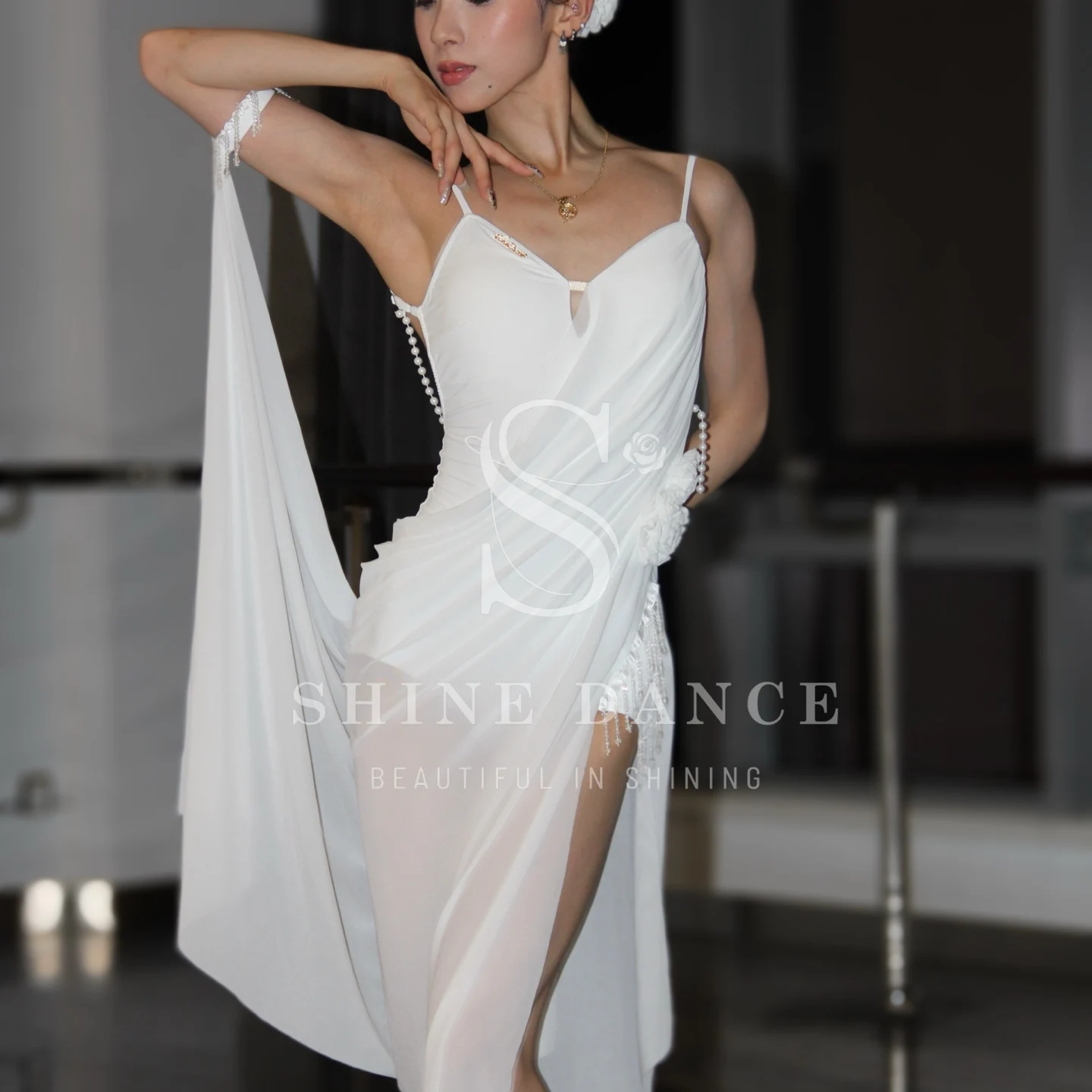 

New Sexy Practice Outfits Latin Dance Dress Performance Costumes Women Mesh V-neck Irregular Dress Samba Dance Clothes DN22347