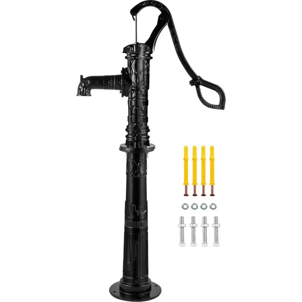 

Hand Water Pump with Stand 15.7x9.4x53.1in Rustic Cast Iron Pitcher Pump 26in Stand for Garden Farm Irrigation Black