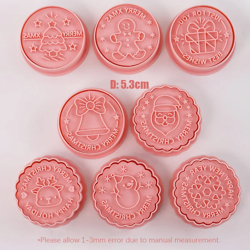Christmas Cookie Cutters Stamp Embosser Mold 8Pcs Set Santa Snowflake Gingerbread Man Holiday New Year Party Decor Baking Tools