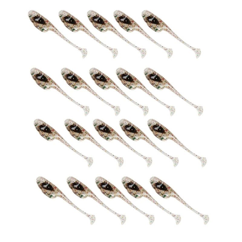 02DF 1.2g T Tail Baits Fishing Lures Paddle Tail Swimbaits Artificial Baits 20pcs