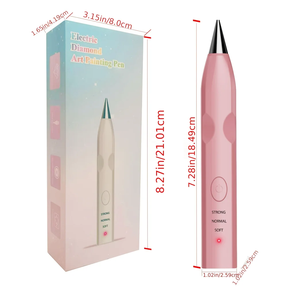 Rechargeable Electric Diamond Painting Pen, Wax Free Diamond Art Pen with 3 Vibration Modes, DIY Diamond Painting Tool Accessories, Ergonomic Diamond Art Pen for Diamond Painting Artwork Craft