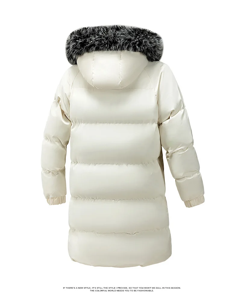 Winter Men's Hooded Jacket Large Fur Collar Thick Warm Cotton Coat Medium-Length Versatile Windproof Fashionable Workwear