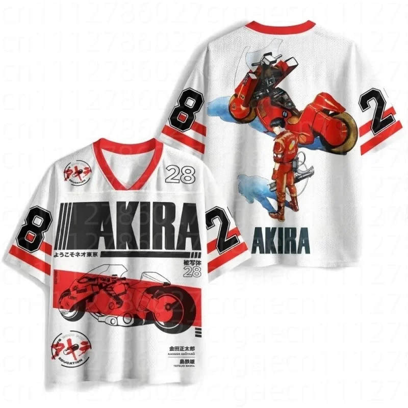 Men's Anime Akira Inspired Graphic Jersey Kaneda Motorcycle Print Short Sleeve V-neck Casual Streetwear T-shirt Family Kids Tees view 2