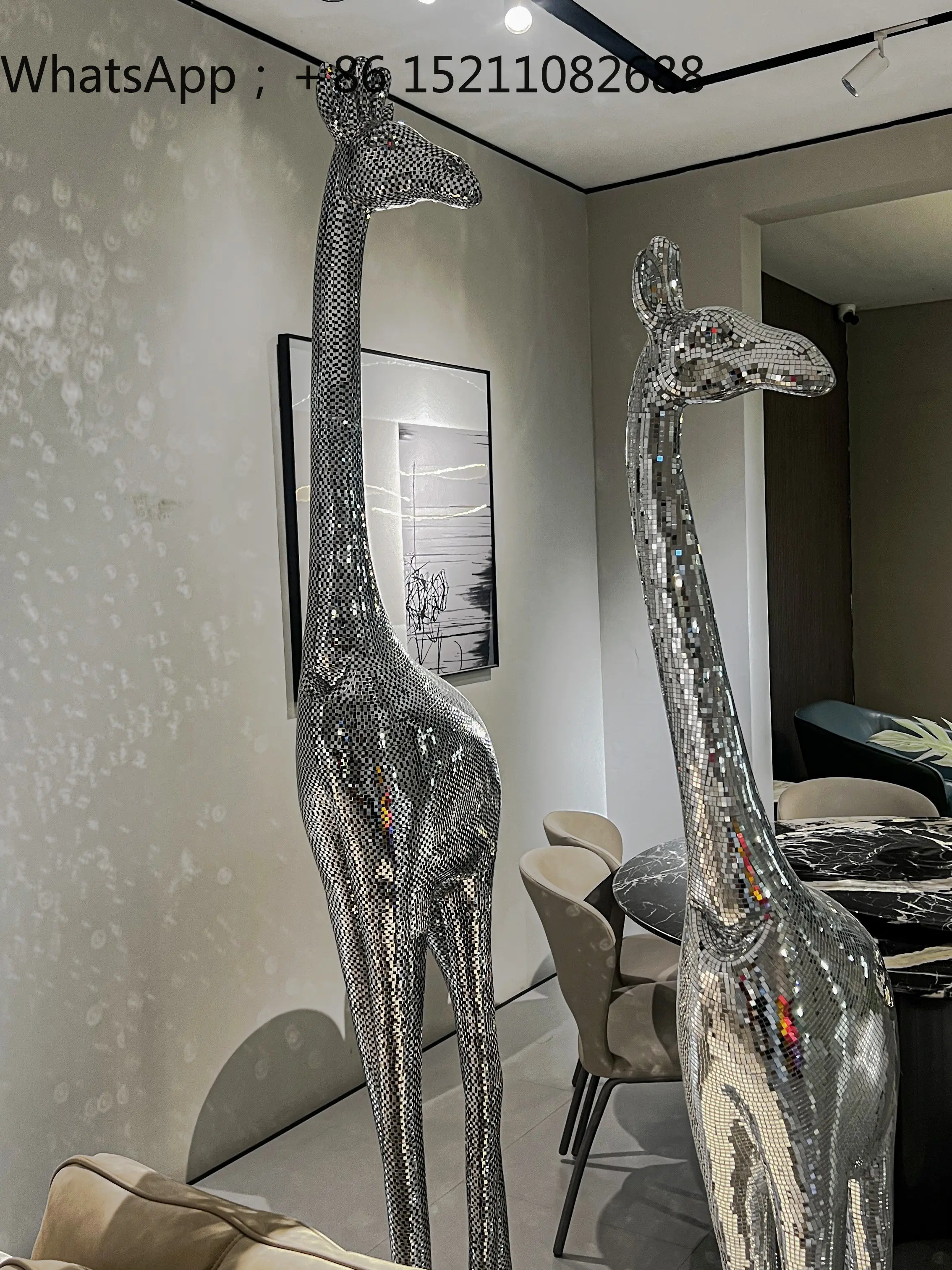 SCY Giraffe Mosaic Stickers Sequins Floor-to-Floor Ornament Sculpture Art Landscaping Glass Ornament