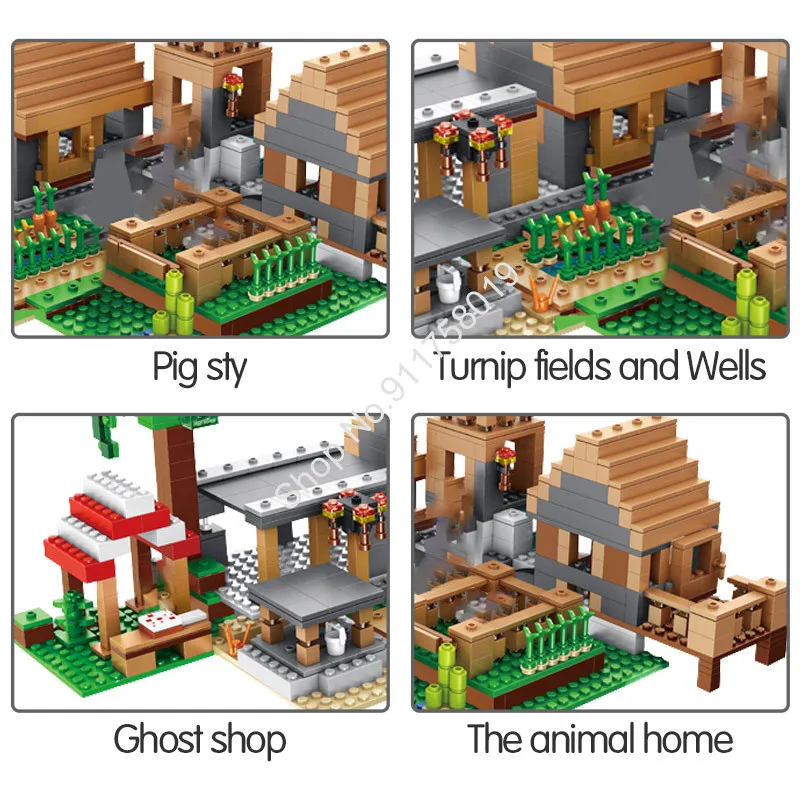Hot Toys La Casa de Campo Minecraftinglys, Bloques de Construcción, Cueva de Montaña, Mi Mundo, Aldea, Casa del Árbol con Ascensor, Ladrillos de Juguete