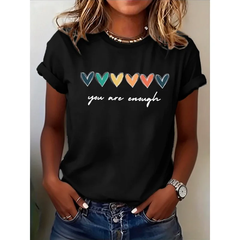 ilstile Women's Mental Health Print T-Shirts Short Sleeve  O Neck Female clothing Summer White Tops Casual Tees New Arrival