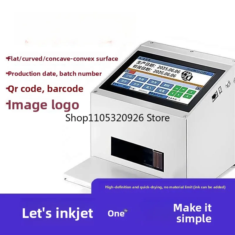 Desktop Static Inkjet Coder, Automatic Date QR Barcode Logo Printer for Bottle Cap Packaging