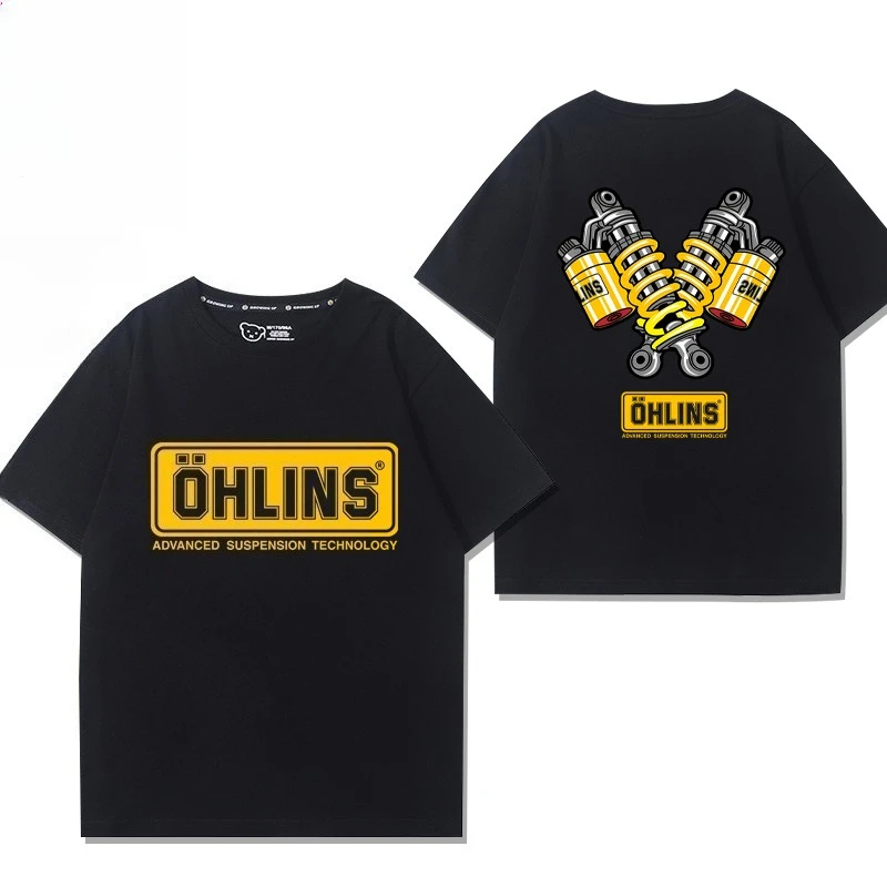 2026 Olins Motorcycle Shock Absorber Improved Model Print Pure Cotton Short-Sleeve T-Shirt Men's Casual Wear