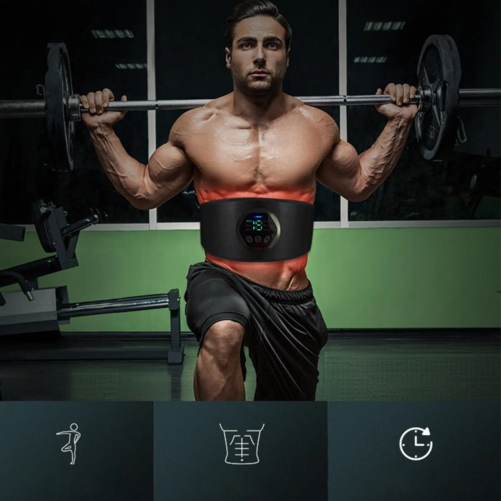 Abdominal Slimming Machine Rechargeable Ab Stimulator Belt 18 Intensity Settings 6 Massage Modes Smart Body Sculpting Machine