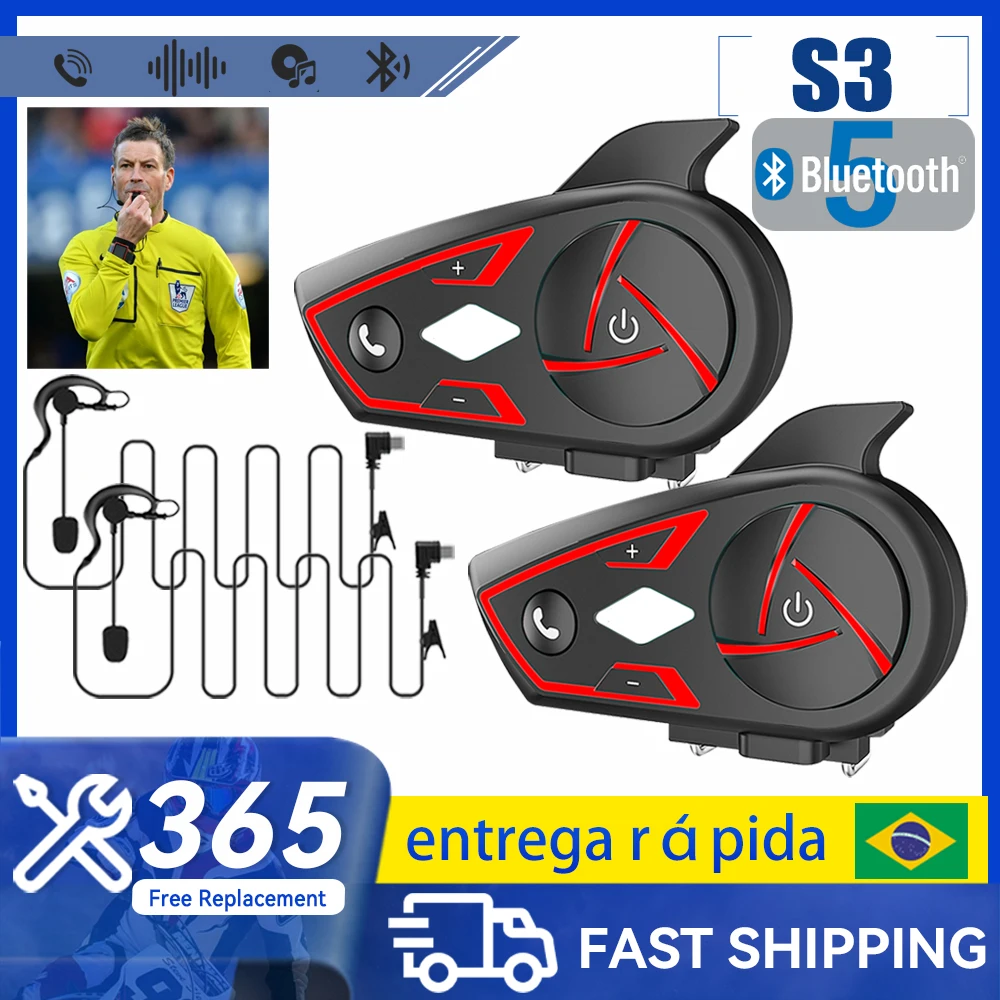Referee Intercom Headset 2 User 800M Communication Type-C Jack Bluetooth Intercom Headset Headphone Full Duplex
