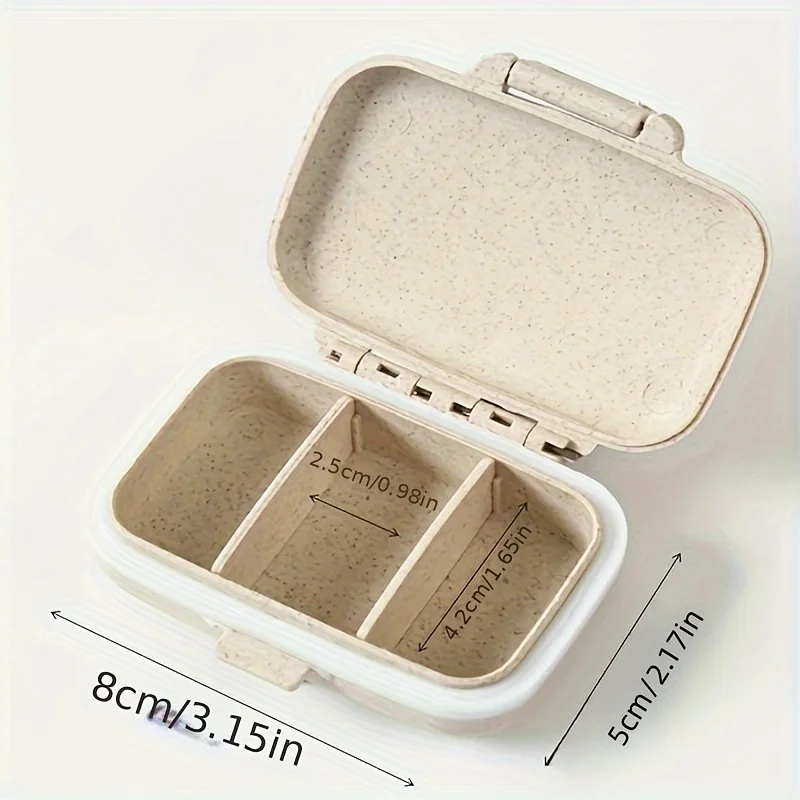 Mini medicine box with three meals a day, portable pill storage box, sealed and moisture-proof three compartment medicine box