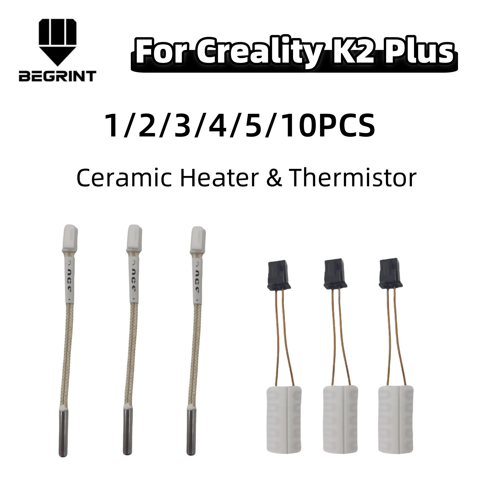 For K2 Plus Hotend Thermistor Ceramic Heating Tube High Thermal Conductivity for Creality K2 Plus heating Block Accessories