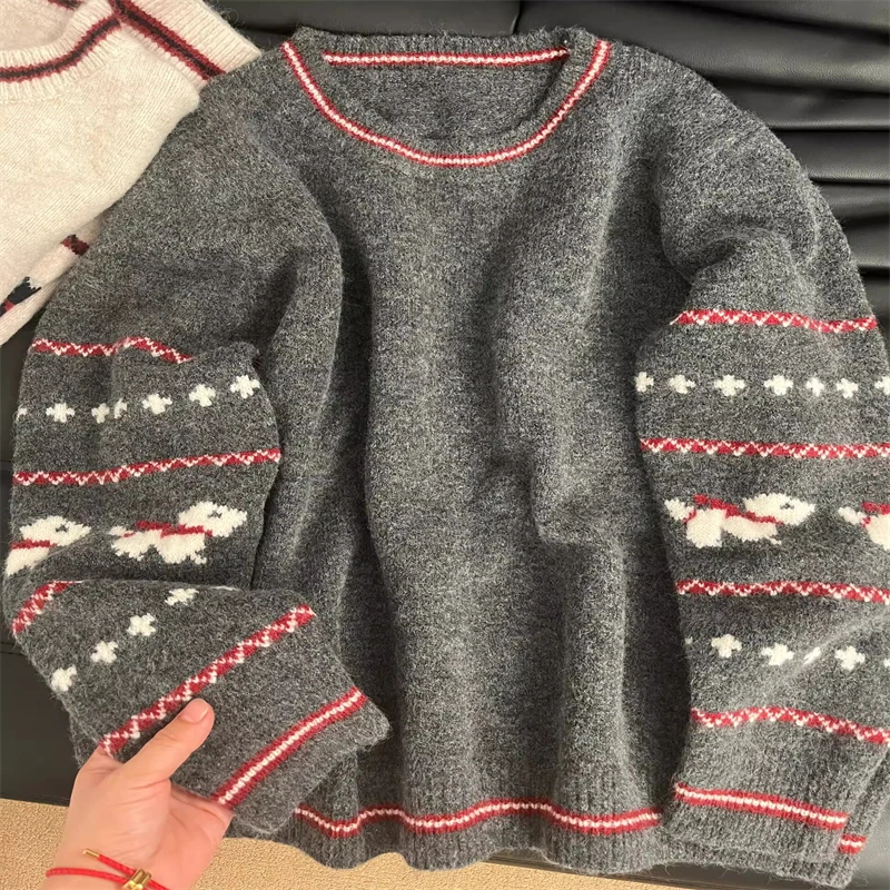

Color Blocking Two-Piece Illusion Knitted Top Vintage Long Sleeve Cardigan Women's Autumn Idle Style Soft And Supple Pullover