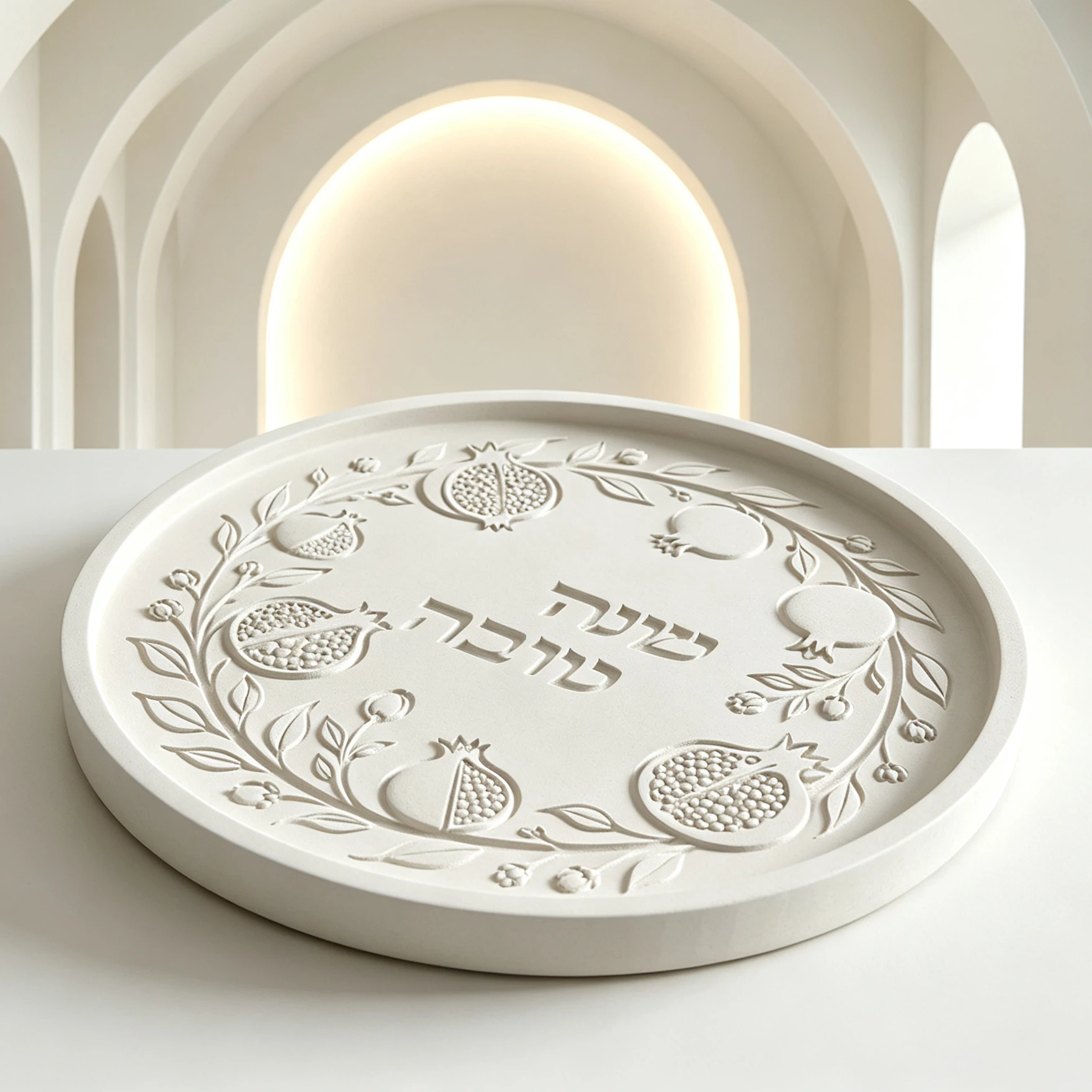 Jewish New Year Silicone Mould Shana Tova Round Pomegranate Tray Mold For Cement Gypsum Resin Judaica Holiday Table Decor view 6