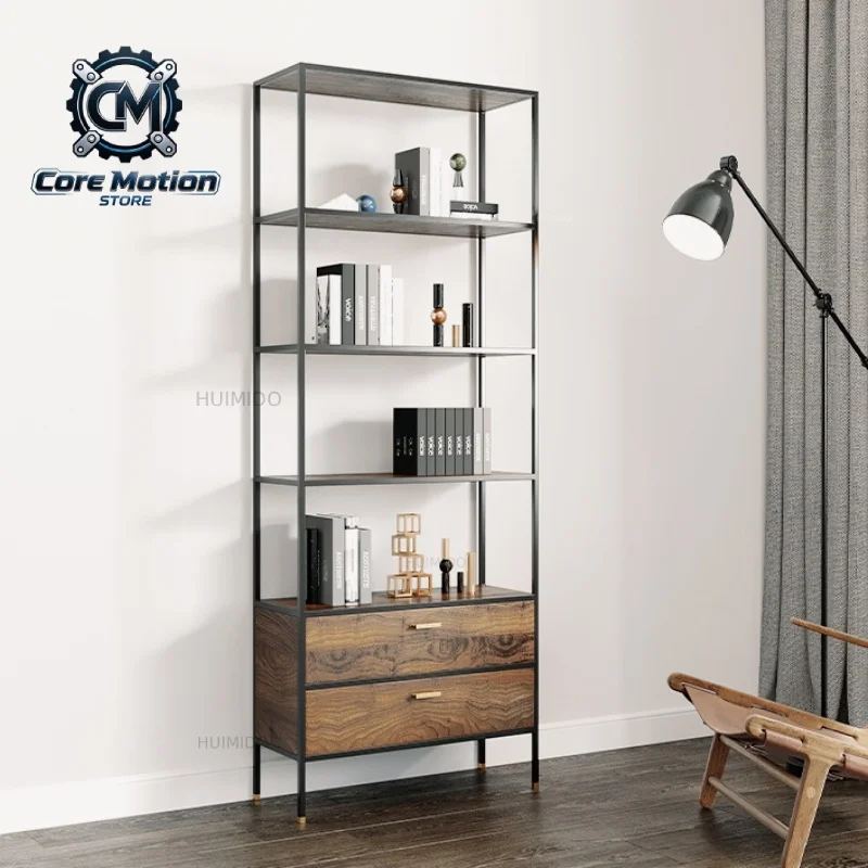 Nordic multi-layer bookshelf living room floor shelf with drawers bookcase study book storage rack home display shelf