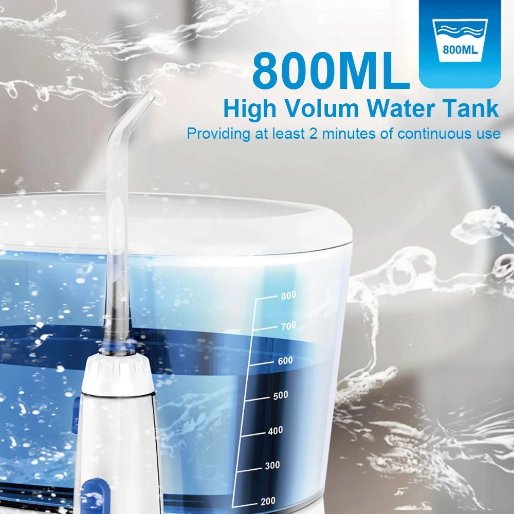 Waterpulse Electric Water Flosser Oral Irrigator, 800ML Large Capacity Dental Water Hygiene Flossing Teeth Cleaner with 5x Tips image 5