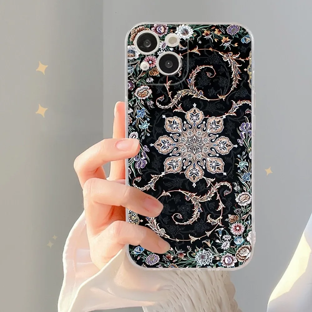 Persian carpet Floral pattern Phone Case Silicone Soft for iphone 15 14 13 12 11 Pro Mini XS MAX 8 7 6 Plus X XS XR Cover