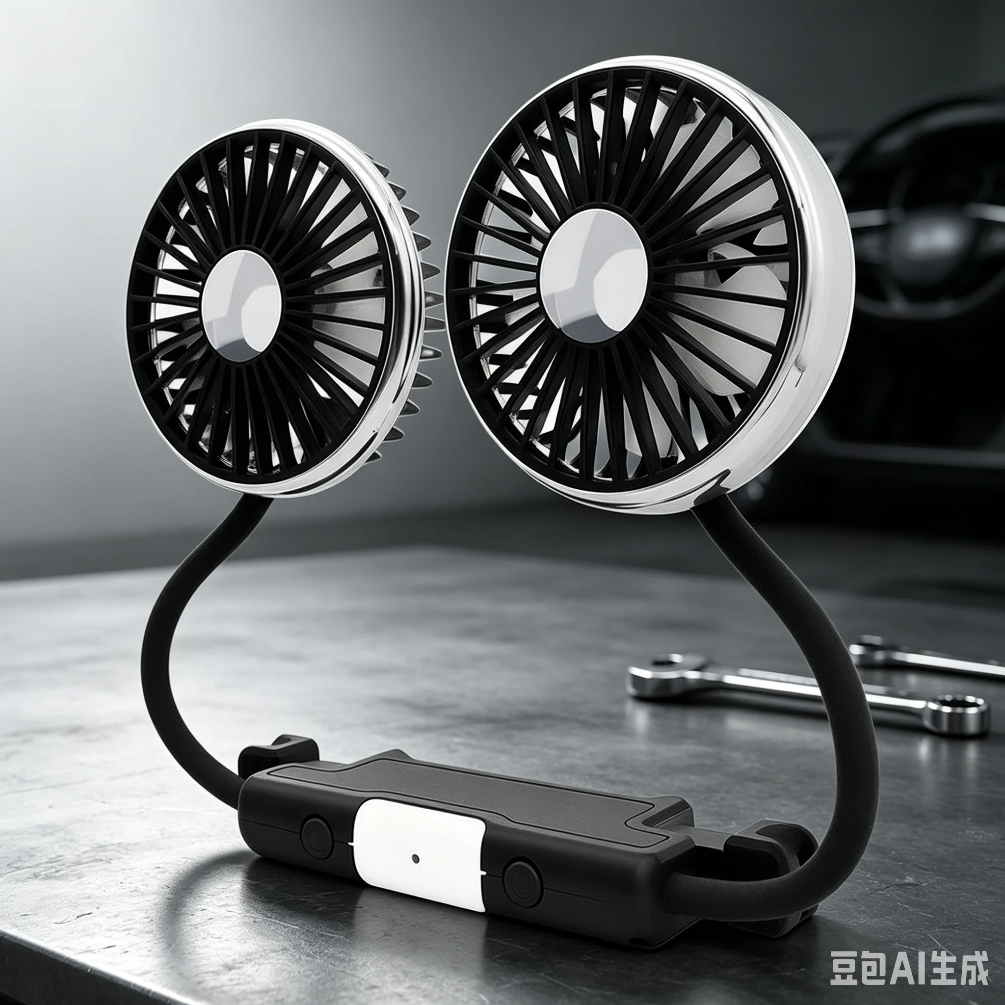 1pcs 5V Car Fan For Backseat Dual Head With LED Lights USB Powered Car Seat Fan, 3 Speeds And 360° Rotatable For Car