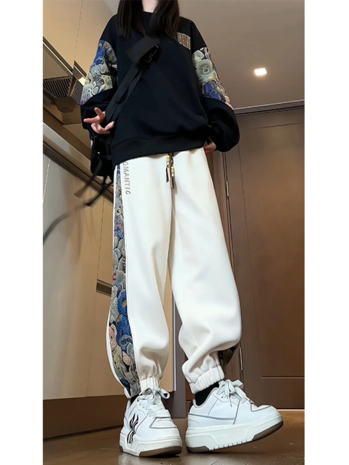 New Chinese Sle Men's Fce Lined Harlan Sports Pants Casual Trousers for ort Guys All Match Autumn Winter Faion