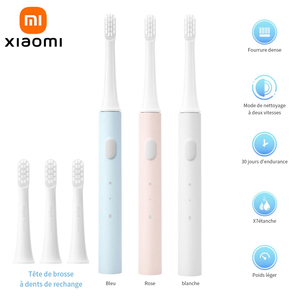 XIAOMI Mijia T100 brosse a dent electrique rechargeable par USB voyage porte brosse à dents électronique étanche têtes de remplacement IPX7 colorée sonique toothbrush brosses à dents