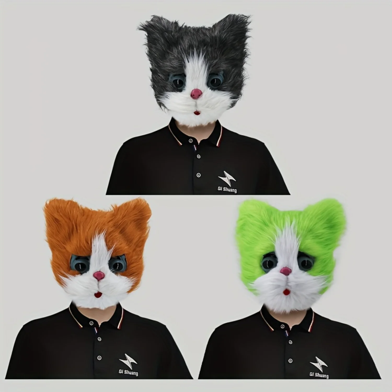 Cute Cat Full Face Mask Costume Accessory for Halloween Party & Cosplay - Stylish Plastic Decorative Mask, No Electricity Needed