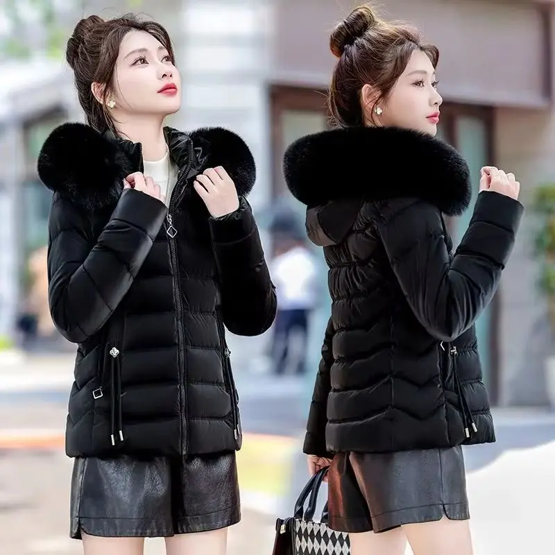 

Fashion New Winter Short Women Parkas Hooded Thicke Warm Detachable Cap Cotton Padded Jacket Lady Snow Coat Outwear Overcoat