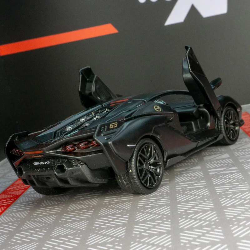 

1:32 Lamborghini Sian, гоночная модель автомобиля из сплава, коллекция украшений, дверей, можно открыть детскую игрушечную машину со звуком и освещением