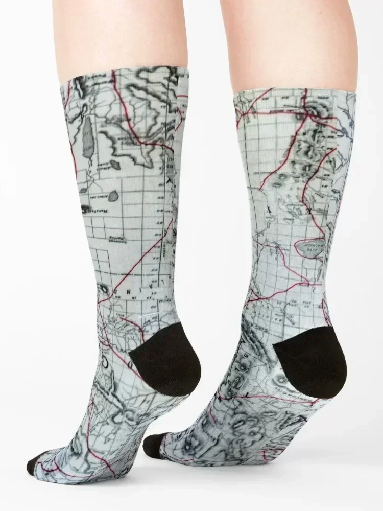 الخريطة القديمة الجوارب kawaii جوارب السنة الجديدة الثلوج الصبي الجوارب النسائية رجل الدراجات المضادة للانزلاق الجوارب للفتيات الرجال