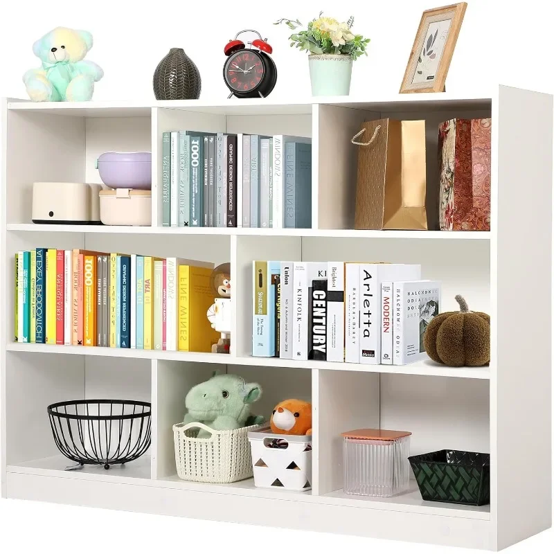 3 Tier 8 CubeToy Shelf Storage Organizer Bookcase with Open Shelf, Wood Cube Shelves for Kids Toy, Book, Bedroom, Living Room