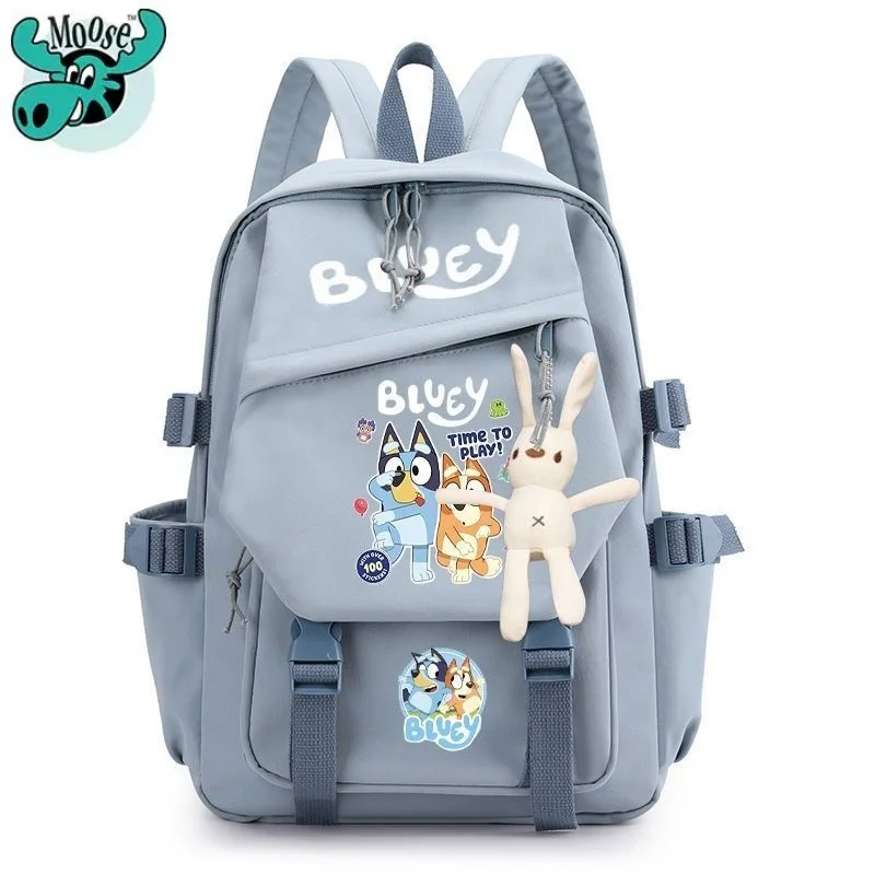 Mochila Bluey de dibujos animados para niños, mochila ligera de protección de la columna vertebral, impermeable, gran capacidad, regalo para