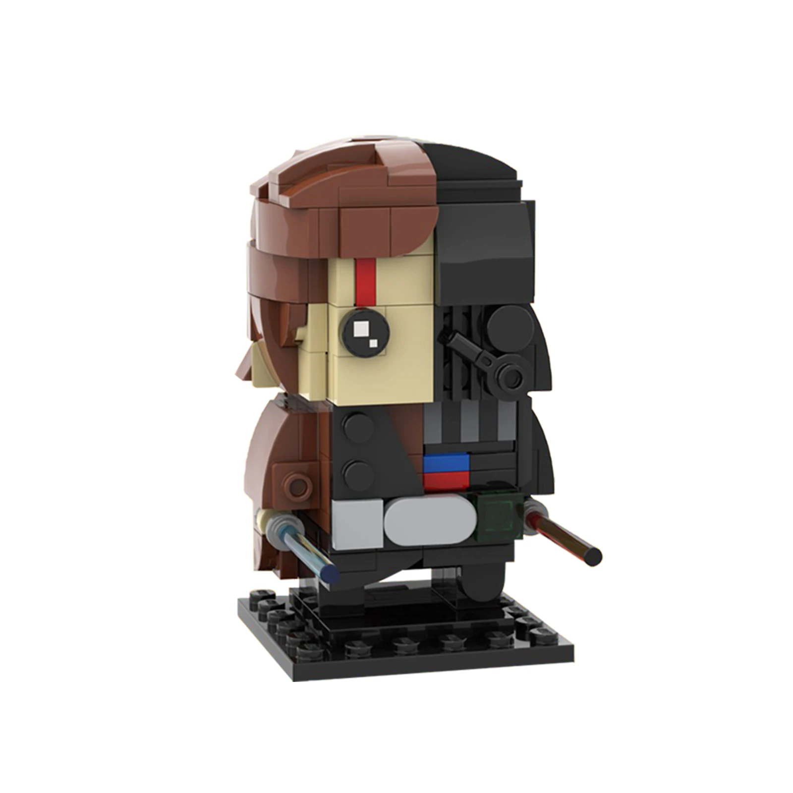 

Sci-Fi Dual Identity Warrior BrickHeadz MOC Set, Split-Design Light & Dark Character with Dual Lightsabers, Collectible Figure