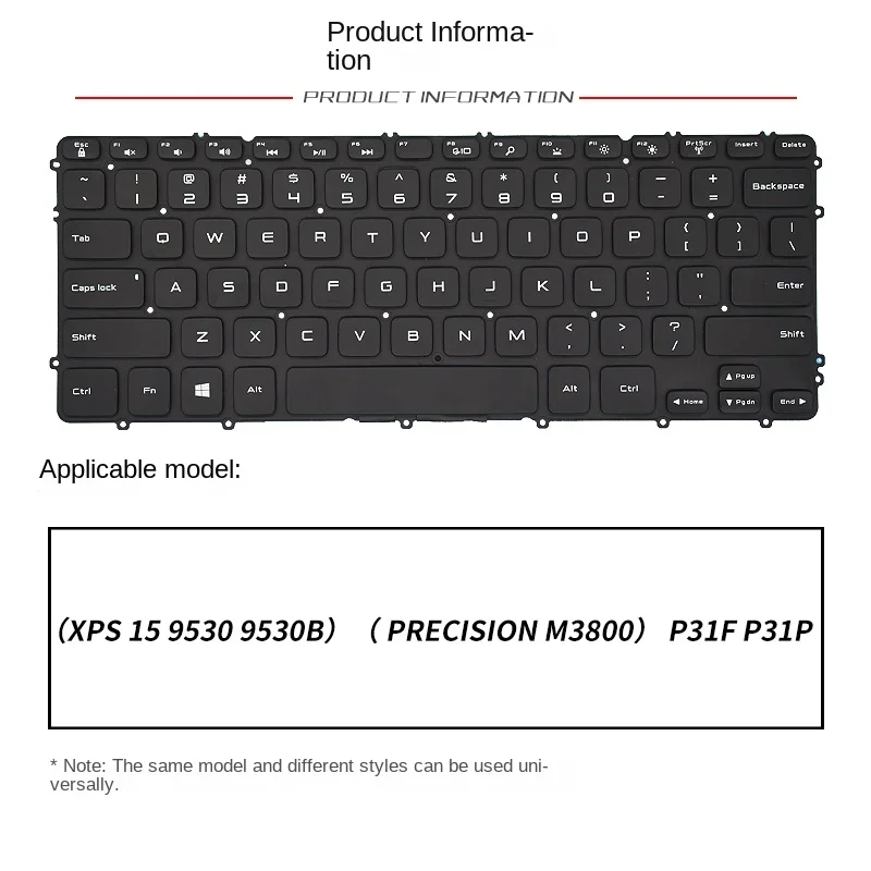 Suitable for replacement DELL XPS 15 9530 9530B Precision M3800 Laptop keyboard