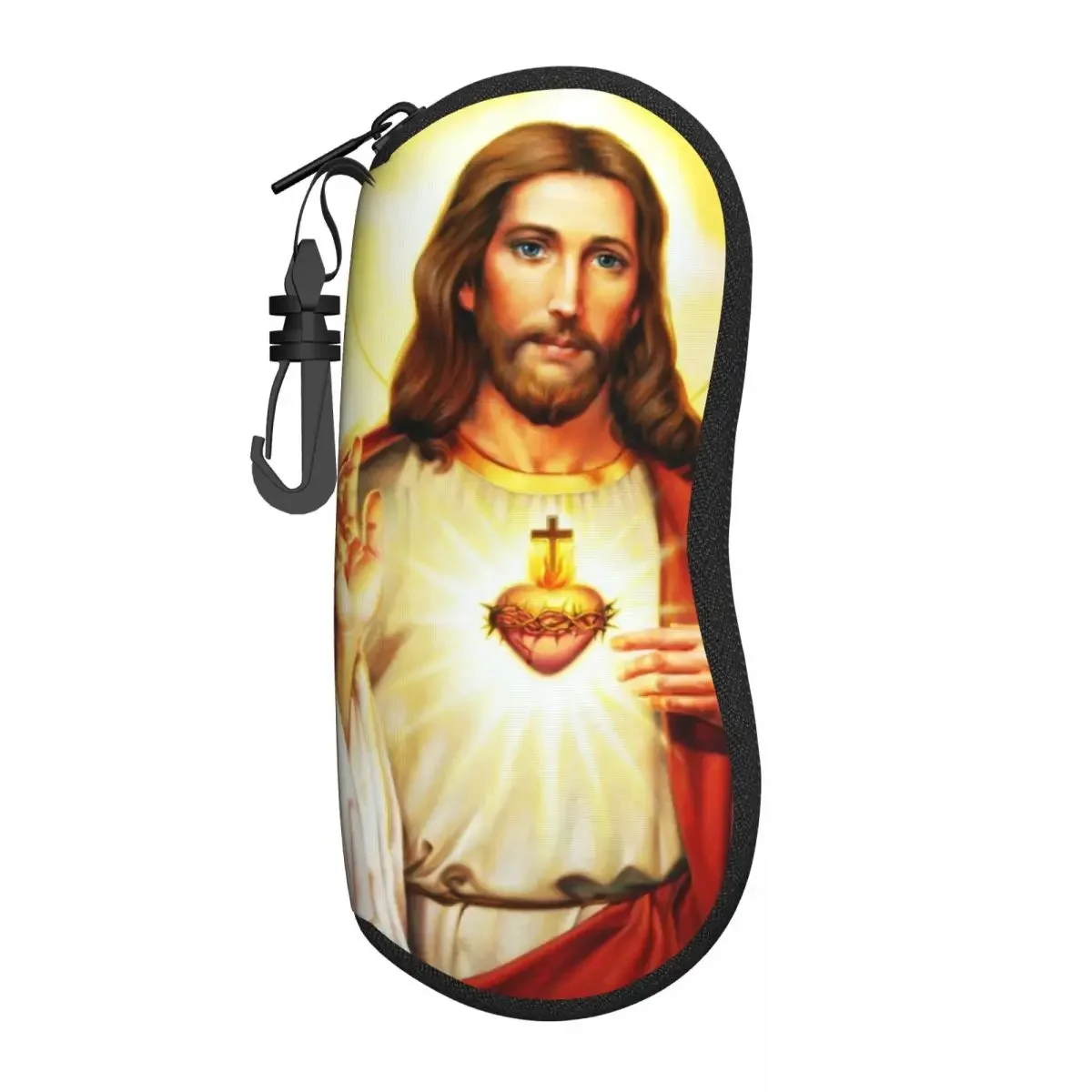 Custom Warm Heart Of Jesus Eyeglass Glasses Case Men Women Soft Religious Christian Divine Mercy Sunglasses Protective Pouch