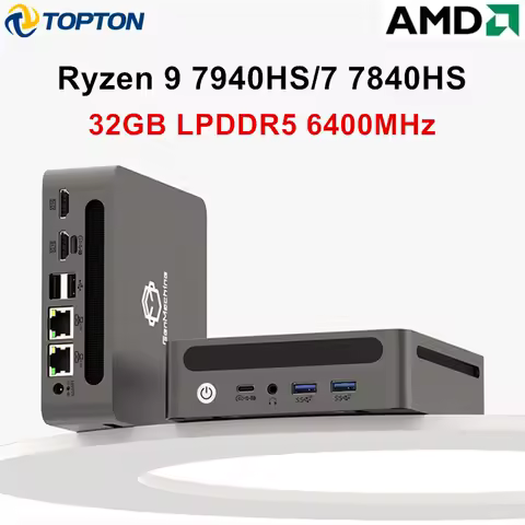 Topton AMD Ryzen 9 7940HS 7 7840HS Mini PC LPDDR5 32GB 6400MHz M.2 2280 NVMe 2x2.5G LANs USB4 WIFI6 Gaming Computer Windows 11
