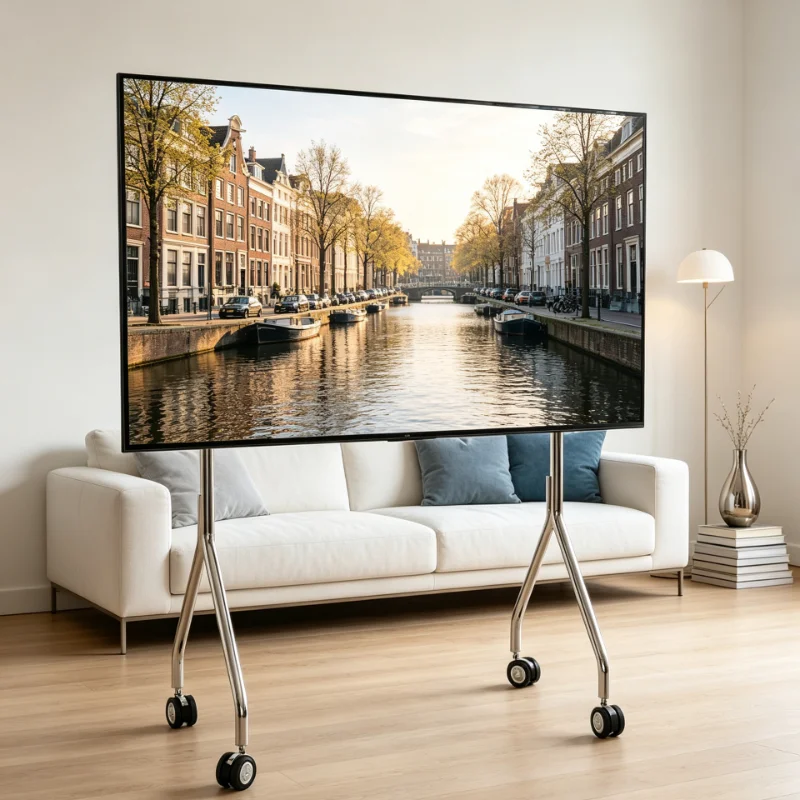 Give Your Large Screen Freedom – 32 to 75 Inch TV Mobile Base, Stainless Steel, Tool-Free – Adjustable Height VESA Compatible