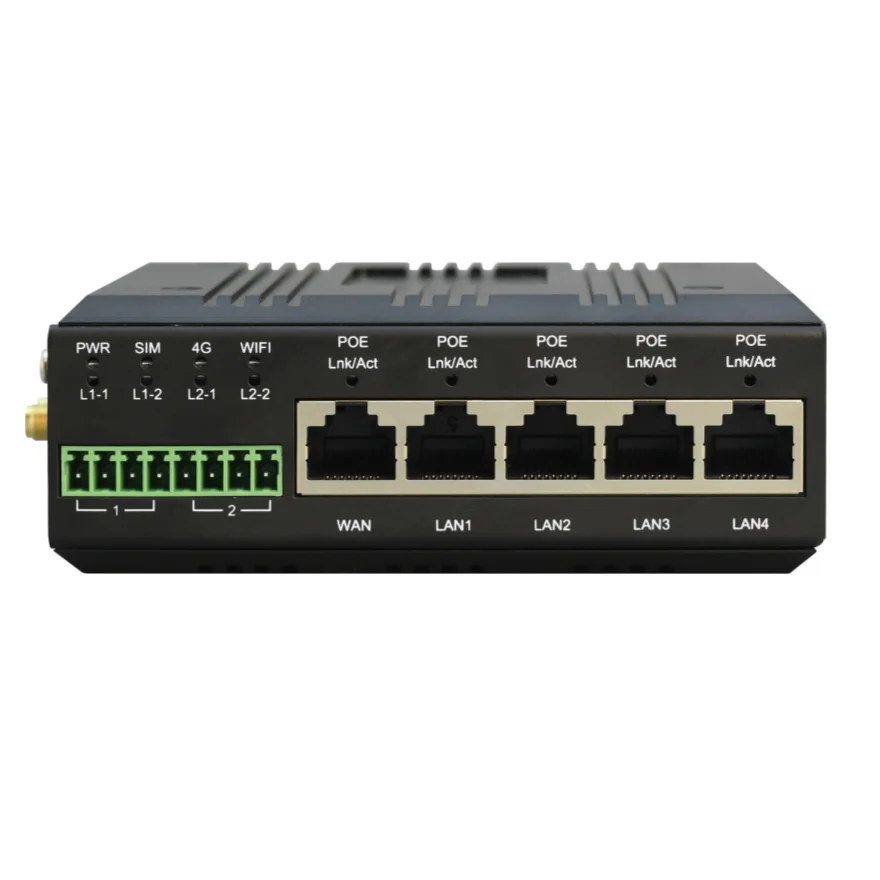 Din Rail Industrial 4G Router Poe LTE VPN Cellular Router With Dual SIM Card Slot 4*Lan+1*Wan+2*Serial Port RS-232/422/RS-485