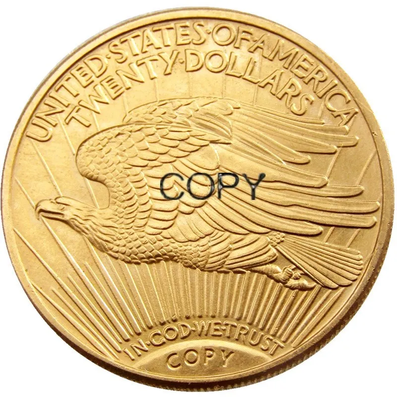 US 1933 $20 Dollar Saint Gaudens Double Eagle Gold Plated/Copper Copy Coin(With Copy Word On The Back)