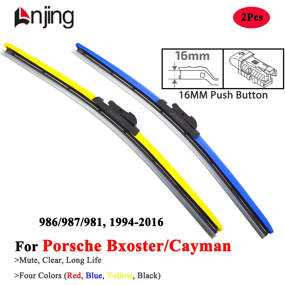 

LNJING Colorful Wiper Blade For Porsche Boxster Cayman 986 987 981 1996 2000 2005 2008 2010 2013 2015 2016Car Accessories Parts