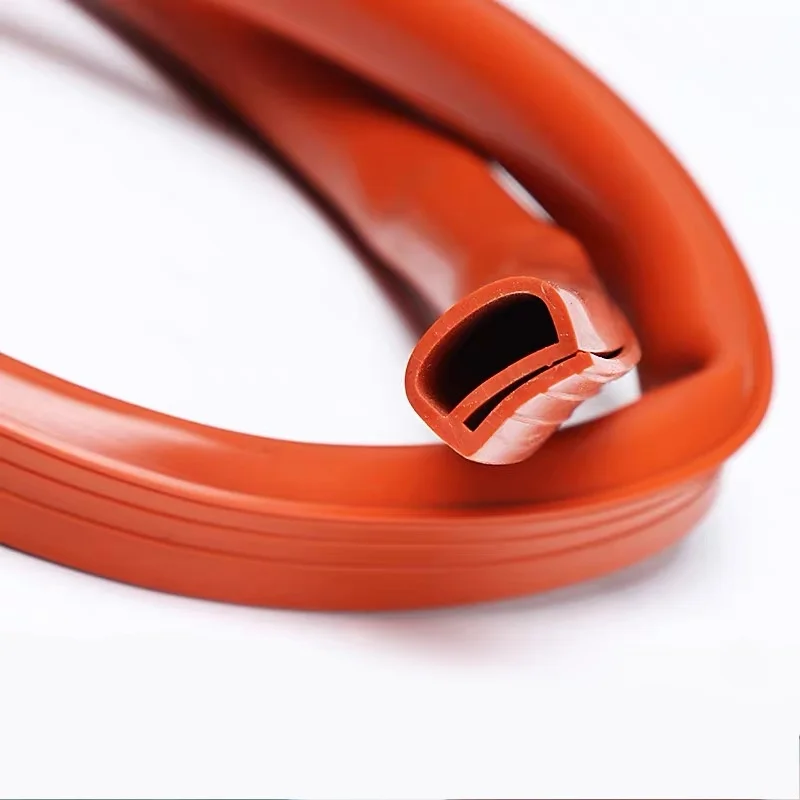 Clearance Sale White/Red Silicone E Shape Strip Rubber Sealing Strip E-shaped E-strip High Temperature Oven Oven Sealing Strip view 4
