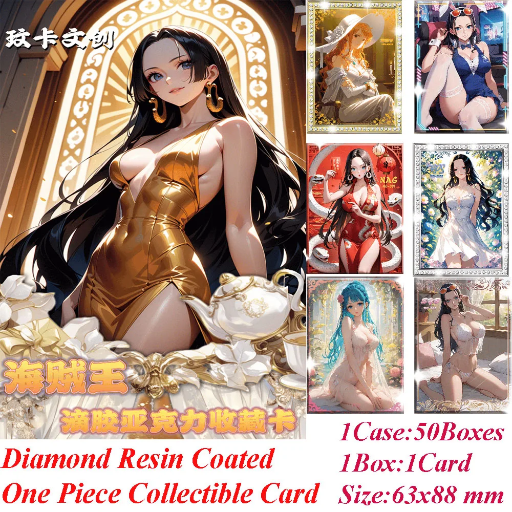 Wenka One Piece Diamond Resin Coated Collection Cards Nami Boa Hancock Yamato Goddess Charm Uniform Lace Sexy Rare XQR Cards