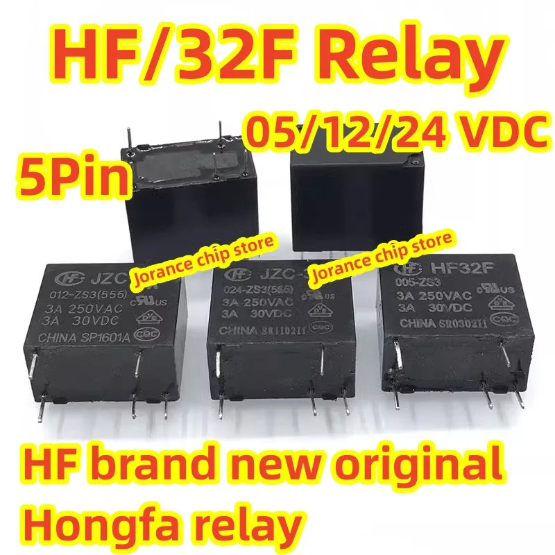 5pcs-10pcs/lot New Original HF JZC-32F 005 024 012-ZS3 12 24 05VDC 5PIN 3A Hongfa Relay