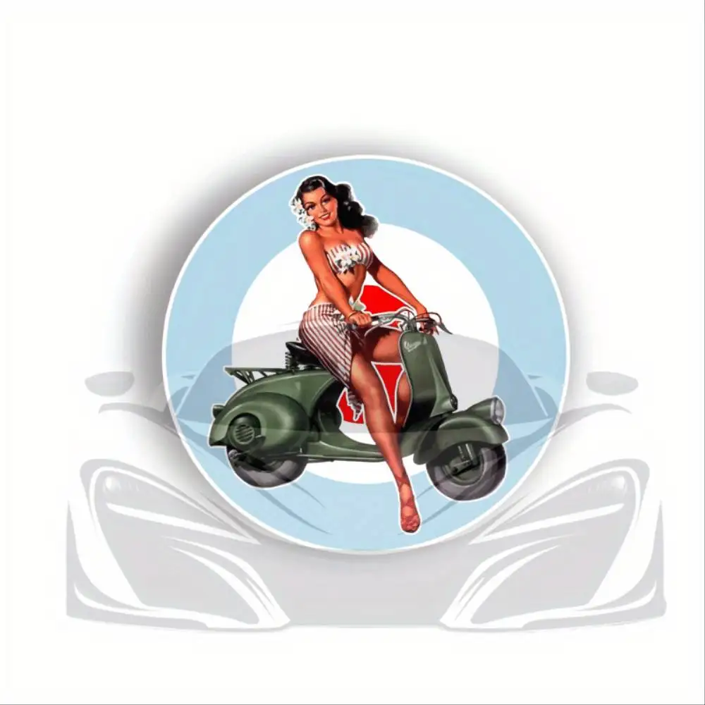 Scooter Pin Up Girl Mod Style Waterproof Vinyl Sticker Decal For Car Laptop Wall Window Waterproof Stickers For Decorating Car W