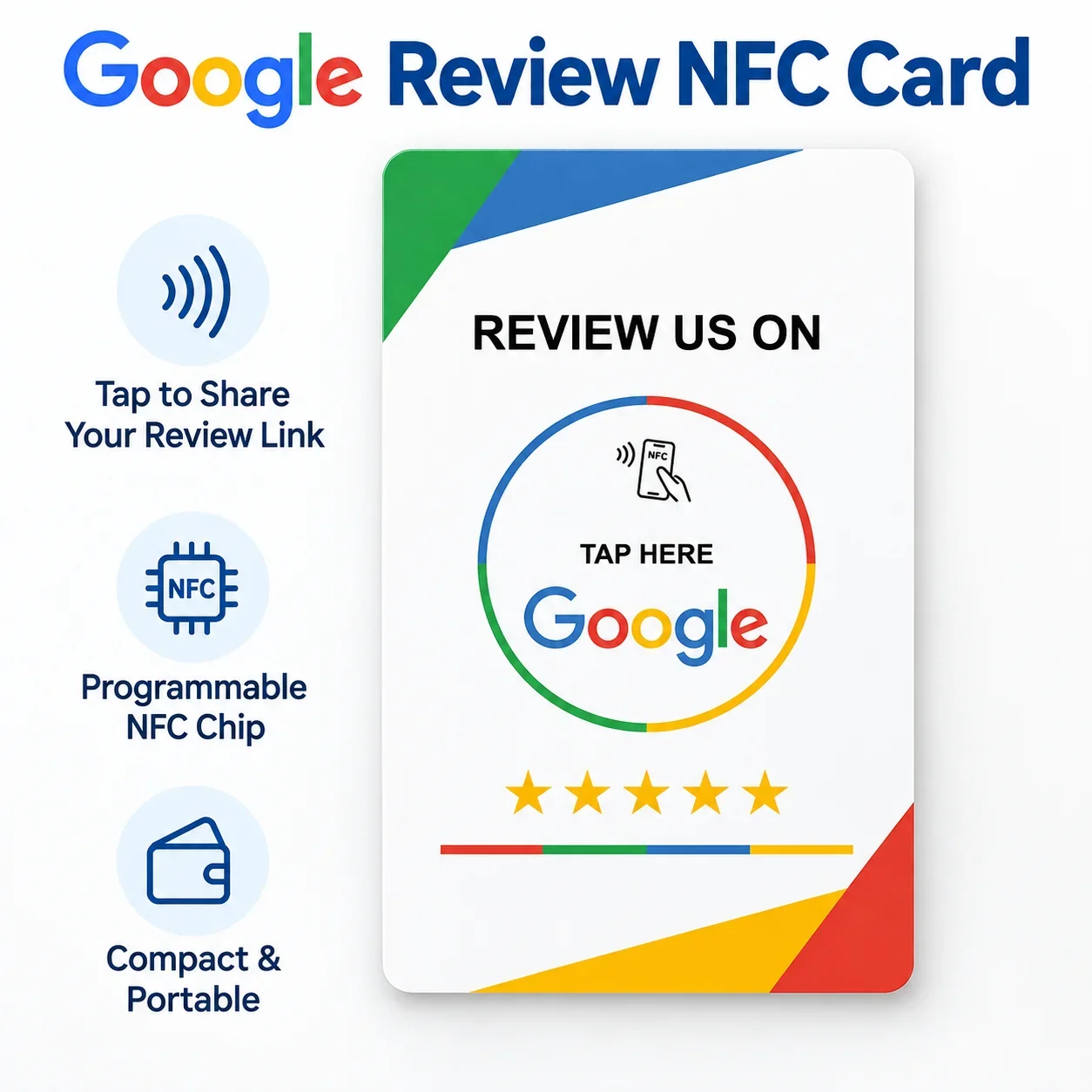 1pc White Color Ring Design NFC Card for Google Reviews PVC 215 Chip Rewritable for Shops and Restaurants Setup Required