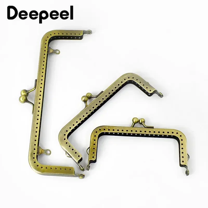 2/5Pcs 8.5-18.5cm Metal Handles for Handbag Square Brass Purse Frame Kiss Clasp DIY Sewing Brackets Wallet Handle Accessories
